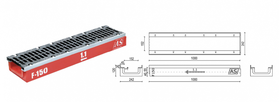 Odwodnienia z rusztem AS-A150