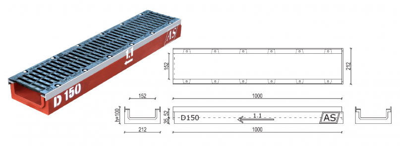 Odwodnienia z rusztem AS-A150T